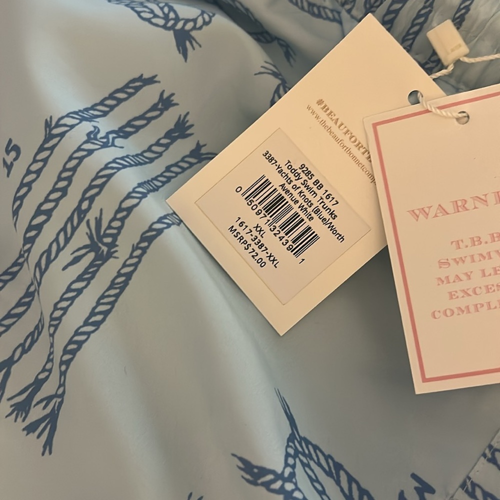 The Beaufort Bonnet Company Blue Nautical Swim Trunks - Picture 2 of 2